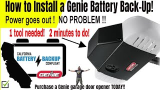 Genie Garage Door Opener Battery Back Up  How To Installation Video [upl. by Kletter]