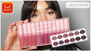 Langmanni 12 Set Liquid Lipsticks  Aliexpress Review [upl. by Bucky36]