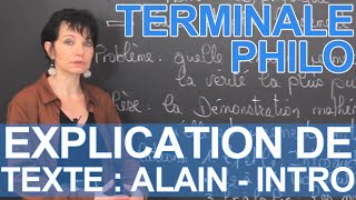 Explication de texte Alain  introduction  Philosophie  Terminale  Les Bons Profs [upl. by Herodias]