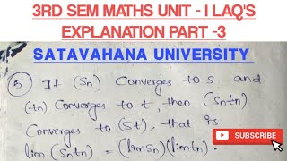 3rd sem MATHS Unit I LAQS explanationPart 3Real AnalysisSatavahana University [upl. by Jahdai]