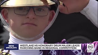 Utah high school marching band lead by a special conductor [upl. by Ellehcam]