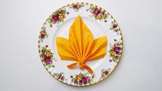 Easy napkin folding Maple leaf for Thanksgiving table setting [upl. by Braasch]