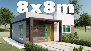 🏡 casa de 8x8 metros plano de casa 8x8 diseño de casa pequeña y bonita 💕 [upl. by Mcnamee92]