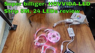 Super billiger HOVVIDA LED Strip 5M 24 LEDs review [upl. by Brietta]