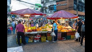 4K Discovering Chok Chai 4 Market a local food destination on the evening in Bangkok [upl. by Wootan361]