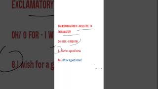 Formation 8। Transformation of Assertive to Exclamatory sentence। English grammar [upl. by Tteirrah]