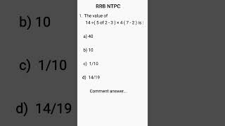 RRB ntpc Bodmas rule question rrbntpc ssccgl upsc maths ytshorts youtubeshorts shorts [upl. by Whang615]