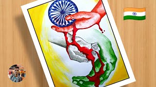 Independence day drawing with watercolor step by steppatriotism drawingrepublic day drawing [upl. by Aisatna]