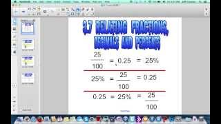 37 Relating Fraction Decimals and Percents [upl. by Feune]