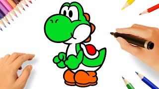 COMMENT DESSINER YOSHI FACILEMENT  SUPER MARIO BROS [upl. by Silvie]