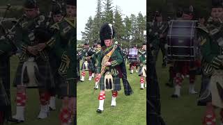 Drum Major Derek Dean leading Huntly Pipe Band on the march at Tomintoul Highland Games shorts [upl. by Shell350]