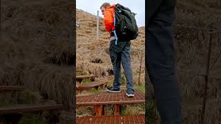 Climbing the top of Skogafoss Falls travel landscapephotography adventure waterfall mountains [upl. by Ilahtan]