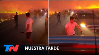 Incendios en Iberá el móvil de TN quedó en medio de las llamas y tuvo que correr en plena cobertura [upl. by Ellenej]