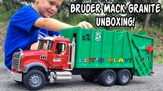 GARBAGE TRUCK Videos For Children l BRUDER Mack Granite UNBOXING And Review [upl. by Harcourt]