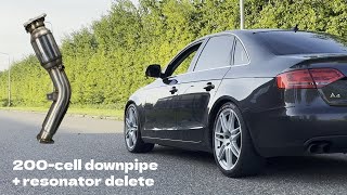 Audi A4 B8 18 TFSI Downpipe And Resonator Delete Sound [upl. by Letch918]