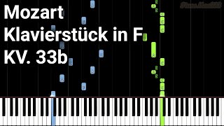 Mozart  Klavierstück in F KV 33b Piano Tutorial Synthesia [upl. by Etteuqram]