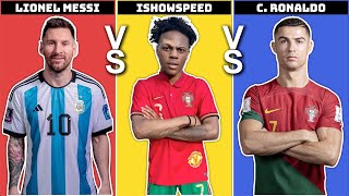 Messi vs IShowSpeed vs Ronaldo Football Legends vs YouTube Sensation [upl. by Ailefo]