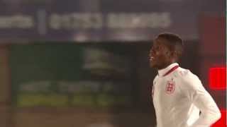 Wilfried Zahas stunning first U21s goal  England U21s vs Romania [upl. by Anirret]