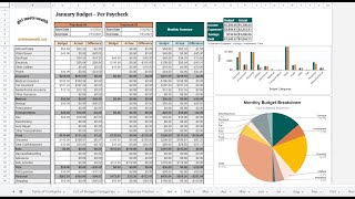 Biweekly amp Monthly Paycheck Budget Spreadsheet  Demo [upl. by Eziechiele]