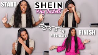 SHEIN 44 CLOSURE WIG INSTALL  START TO FINISH  Is It Worth It NOT SPONSORED [upl. by Attesor]