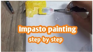 Impasto painting easy for beginners  Impasto painting simple [upl. by Petrine]