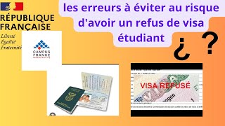 Campus France voici les erreurs à éviter si vous voulez avoir un VISA ETUDIANT MoneyMindset2597 [upl. by Inaffyt]