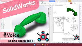 SolidWorks  3D CAD EXERCISES 81  StudyCadCam  Solution Tutorial [upl. by Nnayram665]