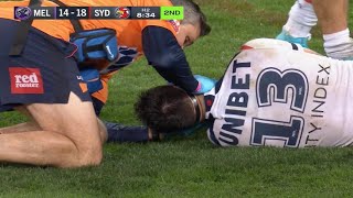 Victor Radley gets knocked out against Melbourne Storm [upl. by Yarak]