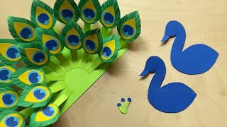 3D Paper peacock  How to make a peacock with paper  DIY Paper peacock craft [upl. by Nathanson]