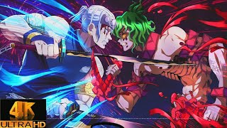 Tanjirō amp Uzui vs Gyutaro amp Daki vs Zenitsu amp Inosuke 4K Full Fight  Demon Slayer Season 2 [upl. by Ahtebat]