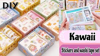 How to make Kawaii journal stickers and Washi tape setDiy kawaii stickers and Washi tape set [upl. by Lled279]