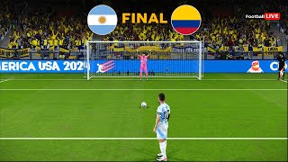 Argentina vs Colombia FINAL  Penalty Shootout  Copa America 2024  Messi vs James  PES Gameplay [upl. by Ahsikan]