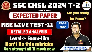 SSC CGL 2024 T2 Expected paper RBE live test 11 analysis and maths solution Dont do this mistake [upl. by Aelc]