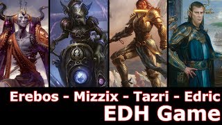 Erebos vs Mizzix vs General Tazri vs Edric EDH  CMDR game play for Magic The Gathering [upl. by Ocirred]