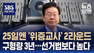 25일엔 위증교사 1심 선고…검찰 구형량 3년 선거법보다 높다  SBS  편상욱의 뉴스브리핑 [upl. by Etna290]