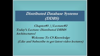 Lec3Distributed DBMS ArchitecturesDistributed Database SystemsChapter1Prof Sana Rehmat [upl. by Lotsirb]