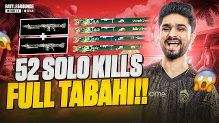 52 SOLO KILLS IN CONQUEROR LOBBY  MG3  MG3  TABAHI  BGMI HIGHLIGHT [upl. by Senoj]