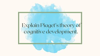 Piaget Theory of Cognitive DevelopmentBEd [upl. by Aleekat13]