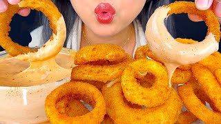 ASMR CRUNCHY ONION RINGS DIPPED IN RAISING CANES SAUCE  EATING SOUNDS  MUKBANG  ASMR PHAN [upl. by Atnoved]