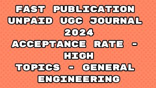 Fast Publication unpaid UGC Journal  Fast publication 2024 UGC journal [upl. by Zanze]