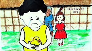 Samima Sraboni animation drawing  10 days  Tiffin time  Yamin  নিশিভূত [upl. by Htesil]