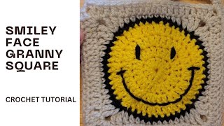 Smiley Face Granny Square tutorial [upl. by Joanna]