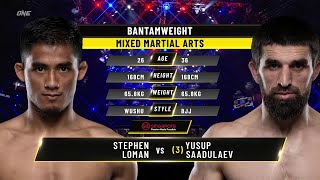 Stephen Loman vs Yusup Saadulaev  ONE Championship Full Fight [upl. by Eiroc807]