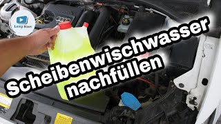 🛠 Scheibenwischwasser  Scheibenreiniger RICHTIG nachfüllen  SO WIRDS GEMACHT [upl. by Benetta847]