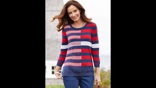 Пуловер в Полоску Спицами  2019  Striped Pullover [upl. by Faun87]