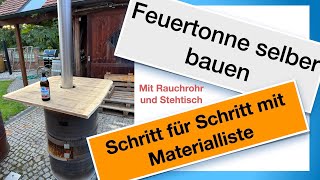 Feuertonne mit Tisch und Rauchrohr selber bauen [upl. by Ayot]