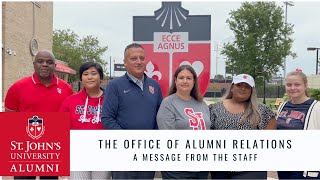 A message from the staff at the St Johns University Office of Alumni Relations [upl. by Gnehc]