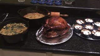 Thanksgiving Dinner Turkey Oyster Dressing Spinach Madeline amp Sweet Potato Casserole on the BHC [upl. by O'Brien220]