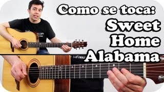 Como tocar SWEET HOME ALABAMA en guitarra acústica TUTORIAL SUPER FACIL en español [upl. by Ylevol]