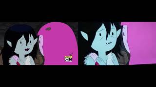 Adventure Time Bubbline kissing Original Vs CN Asia censorship side by side comparison [upl. by Essyle]